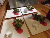 Steinpilz-Cremesuppe mit Carpaccio vom Hinterwälder Weiderind an Feldsalat - Rezept - Bild Nr. 7789