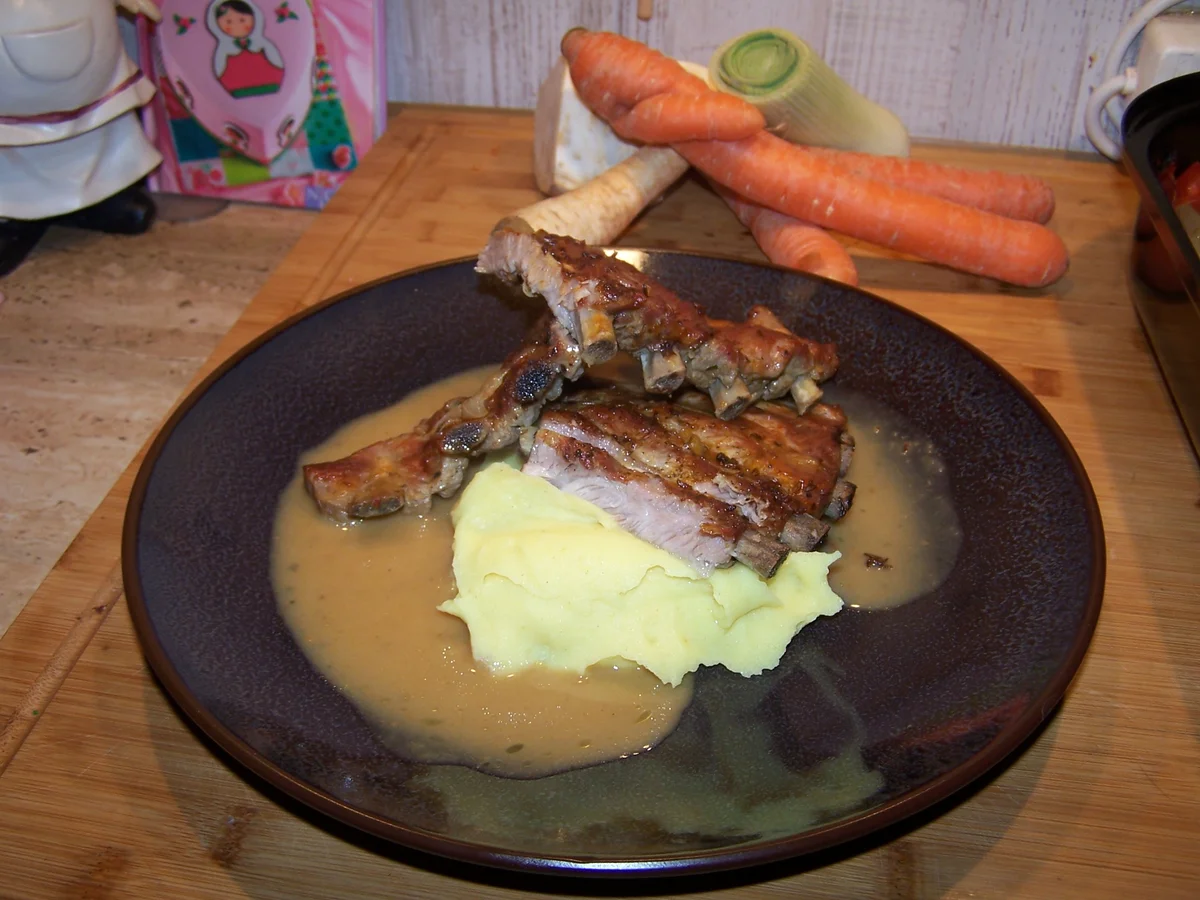 Schäl-Rippchen aus dem Backofen in der  Pfanne gebraten - Rezept - Bild Nr. 7819
