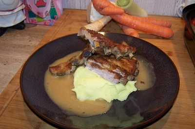 Schäl-Rippchen aus dem Backofen in der  Pfanne gebraten - Rezept - Bild Nr. 7819
