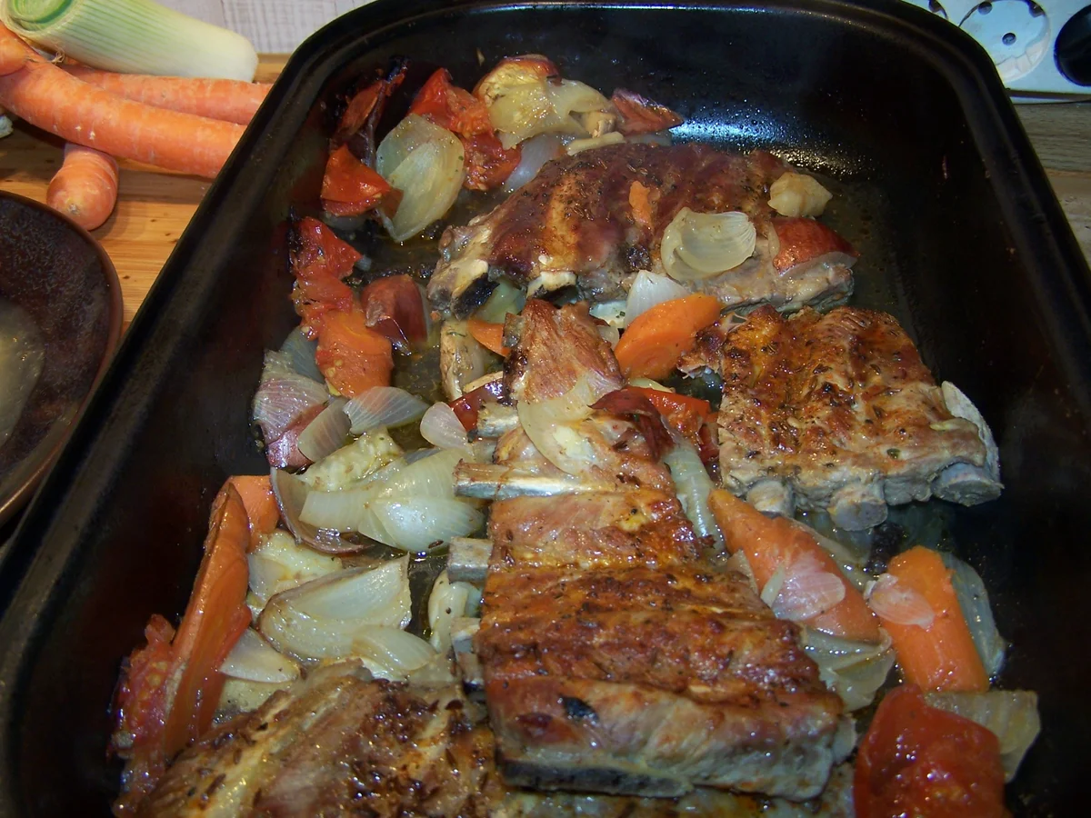 Schäl-Rippchen aus dem Backofen in der  Pfanne gebraten - Rezept - Bild Nr. 7823