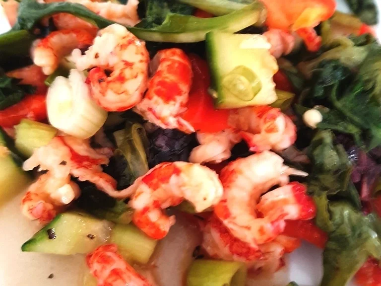 Frischer Salat mit Scampi`s (lauwarm) - Rezept - Bild Nr. 7855