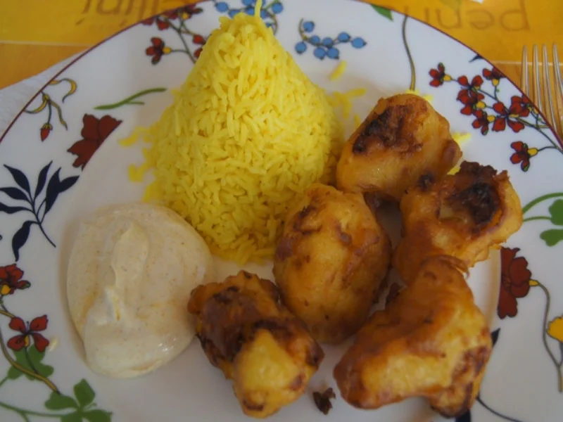 Rezept: Würzreis mit pikantem Jogurt Dip und doppelt frittierten Blumenkohl Bild Nr. 6 Würzreis mit pikantem Jogurt Dip und doppelt frittierten Blumenkohl - Rezept - Bild Nr. 6