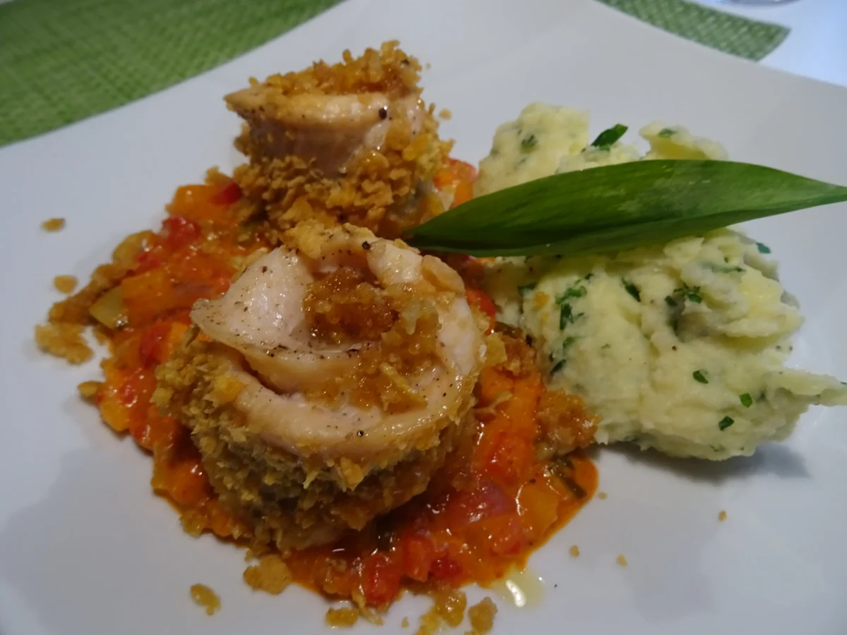 Saiblingsfilet-Röllchen im Knusperbett, im Ofen gegart - Rezept - Bild Nr. 2
