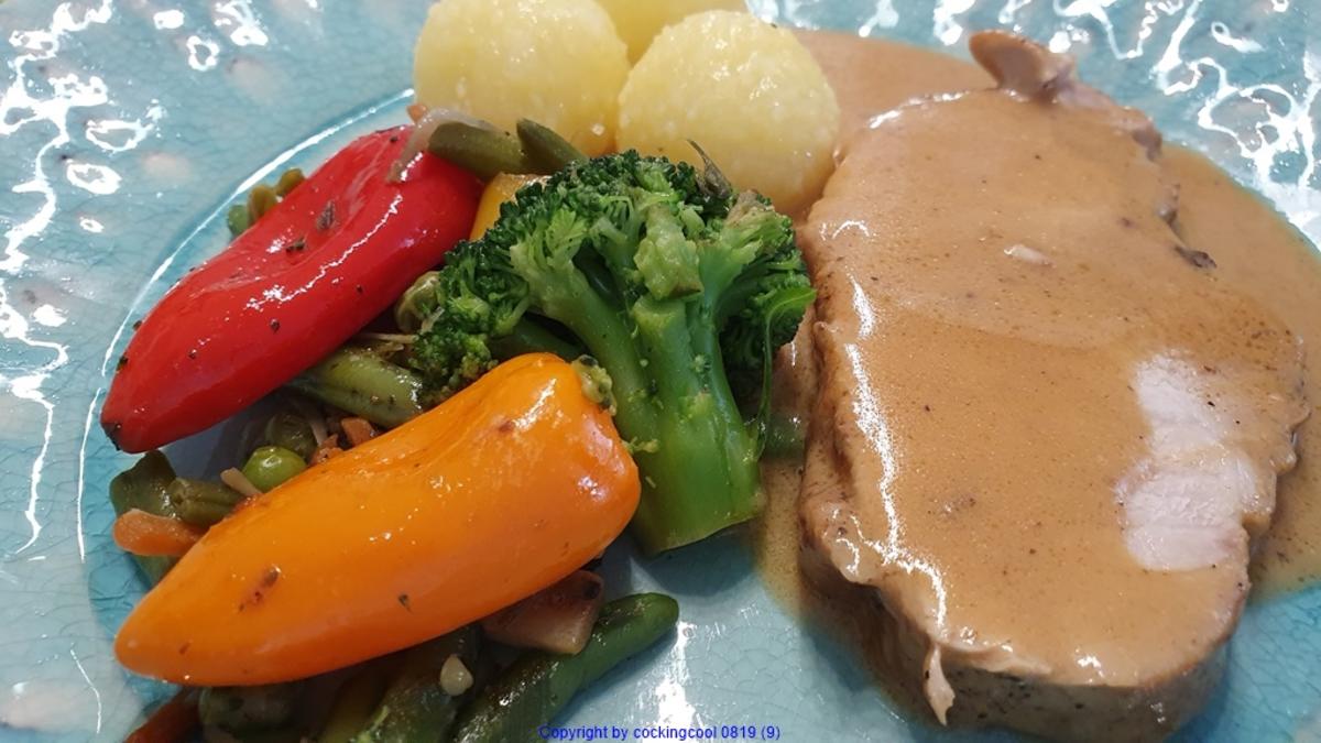 Lummerbraten mit Gemüsepfanne und Miniknödel - Rezept mit Bild - kochbar.de