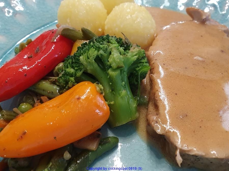 Lummerbraten mit Gemüsepfanne und Miniknödel - Rezept mit Bild - kochbar.de