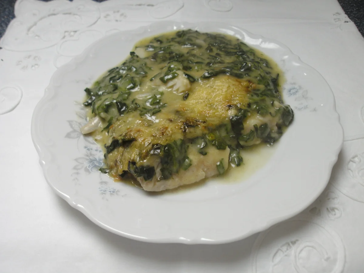 Seelachs mit Spinatsoße überbacken - Rezept - Bild Nr. 8037