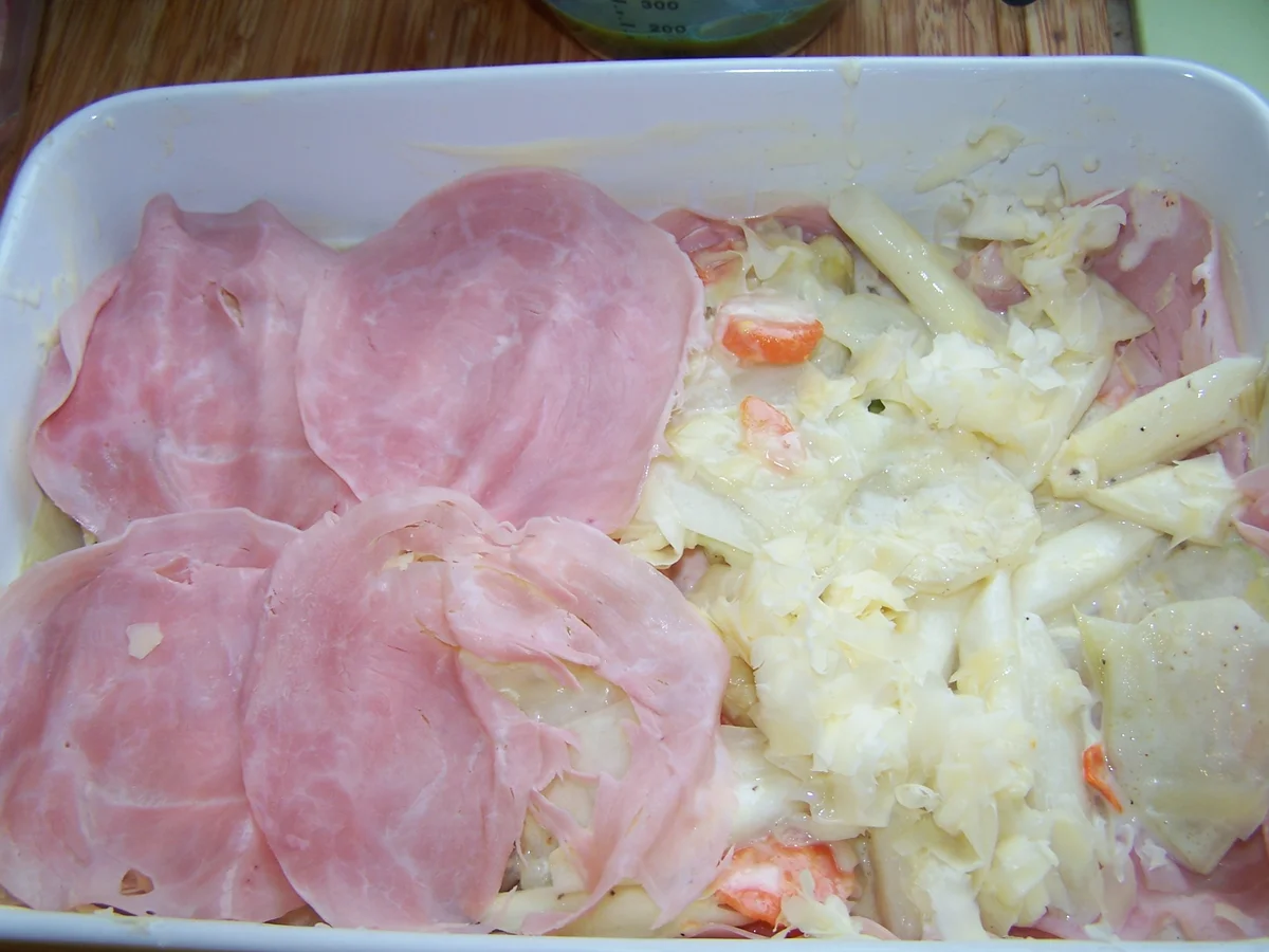 Spargel-Kohlrabi-Karotten-Schinken-Gratin - Rezept - Bild Nr. 8077