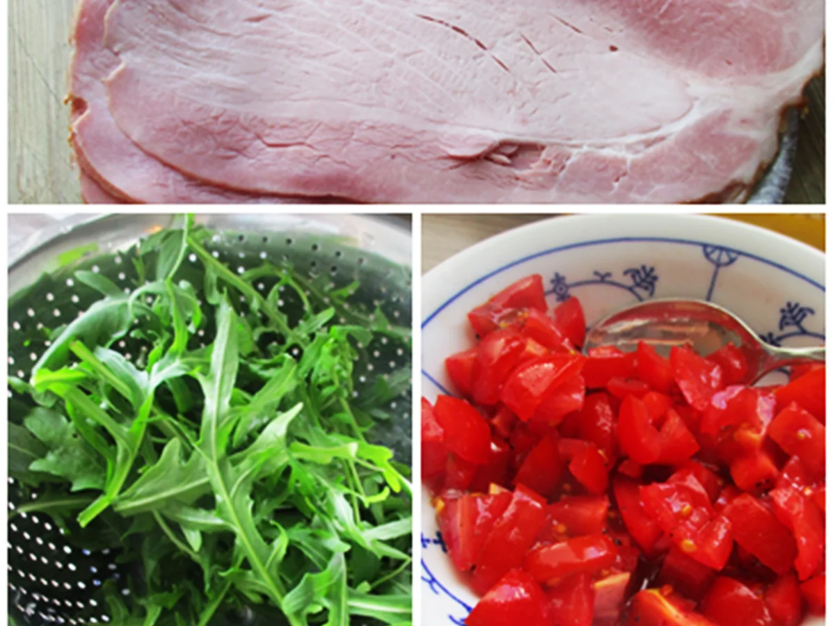 Pfannekuchen gefüllt mit Schinken, Tomaten, Rucola und Spargel - Rezept - Bild Nr. 8071