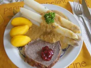 Schmorsauerbraten mit Gemüsesauce, Spargel und Kartoffeln - Rezept - Bild Nr. 8070