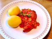 mediterrane Gemüsesoße mit übrig gebliebenen Hähnchenbrüsten - Rezept - Bild Nr. 8093