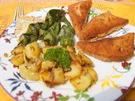 Rezept: Panierter Leberkäse mit Pimentos und herzhaften Bratkartoffeln Bild Nr. 8149 Panierter Leberkäse mit Pimentos und herzhaften Bratkartoffeln - Rezept - Bild Nr. 8149