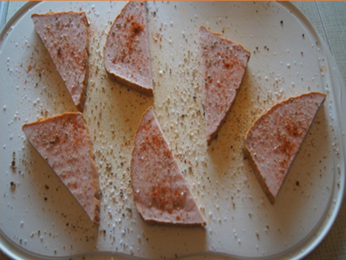 Panierter Leberkäse mit Pimentos und herzhaften Bratkartoffeln - Rezept - Bild Nr. 8151