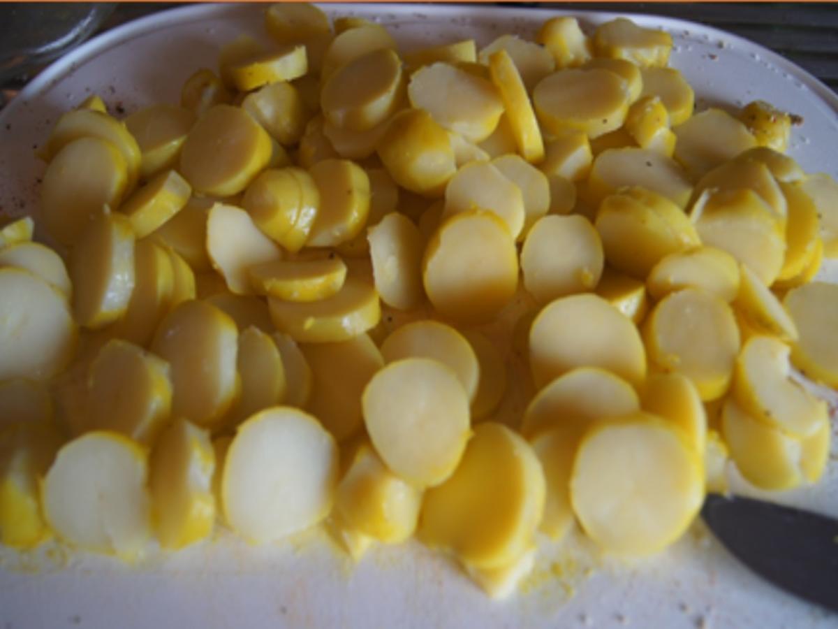 Panierter Leberkäse mit Pimentos und herzhaften Bratkartoffeln - Rezept - Bild Nr. 8159