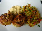 Hähnchenspieße, Couscous-Salat und Dattel-Aprikosen-Dip - Rezept - Bild Nr. 8164