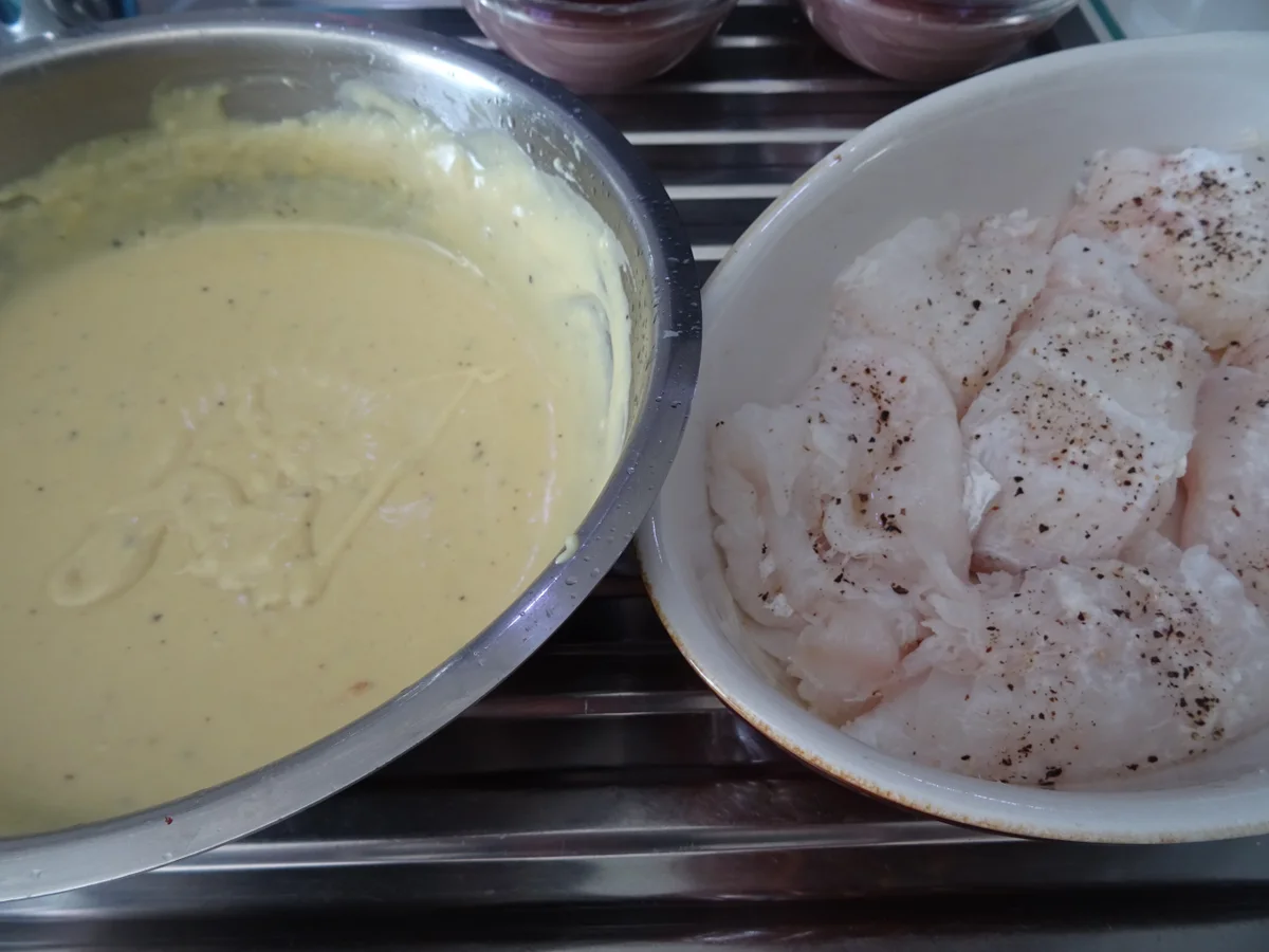 Rezept: Kabeljau in Senfsoße im Ofen gratiniert, mit gebratenem Speck-Lauch Bild Nr. 8181 Kabeljau in Senfsoße im Ofen gratiniert, mit gebratenem Speck-Lauch - Rezept - Bild Nr. 8181