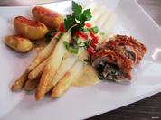 Gefüllte Hähnchenkeulen zu Spargel mit Kräuterhollandaise - Rezept - Bild Nr. 2