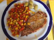 Nackensteak mit gebratenen Paprika-Mais-Mix - Rezept - Bild Nr. 3