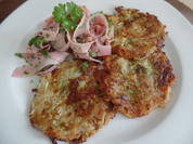 Spargel-Kartoffel-Rösti mit Schinkensalat - Rezept - Bild Nr. 8252