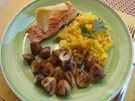 Rezept: Lachsfilet mit Champignons und Mais-Kartoffel-Stampf Bild Nr. 2 Lachsfilet mit Champignons und Mais-Kartoffel-Stampf - Rezept - Bild Nr. 2