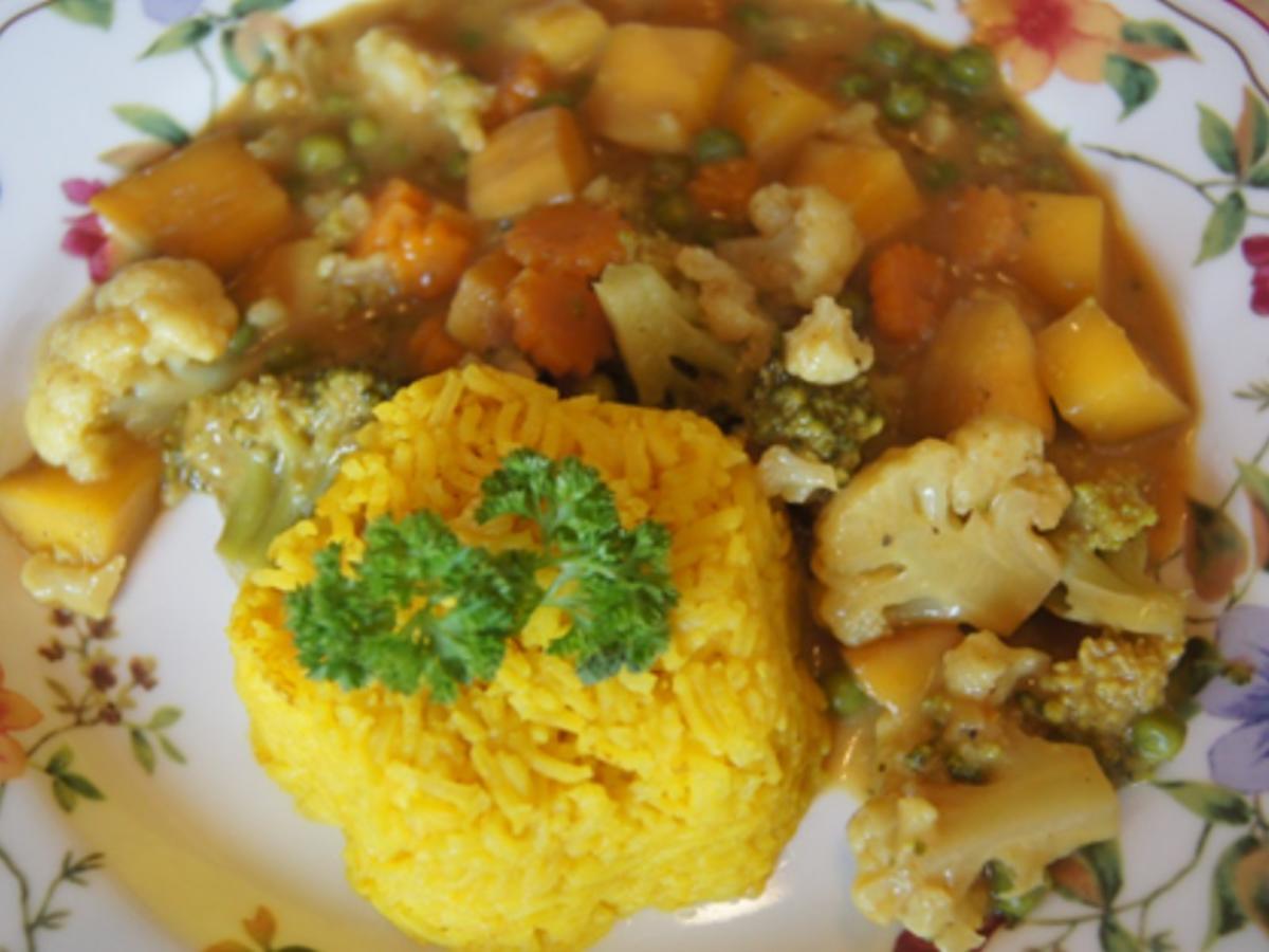 Gemüsemix-Curry und gelber Basmatireis - Rezept - Bild Nr. 2