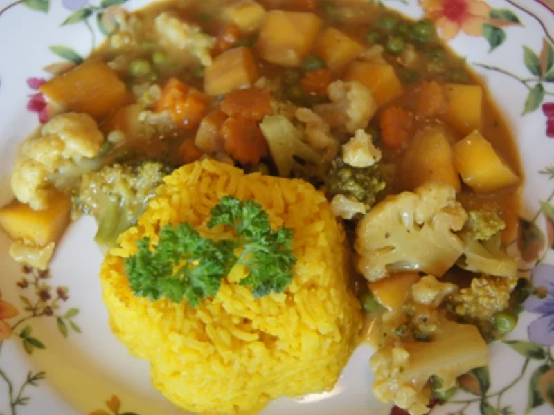 Gemüsemix-Curry und gelber Basmatireis - Rezept - Bild Nr. 2