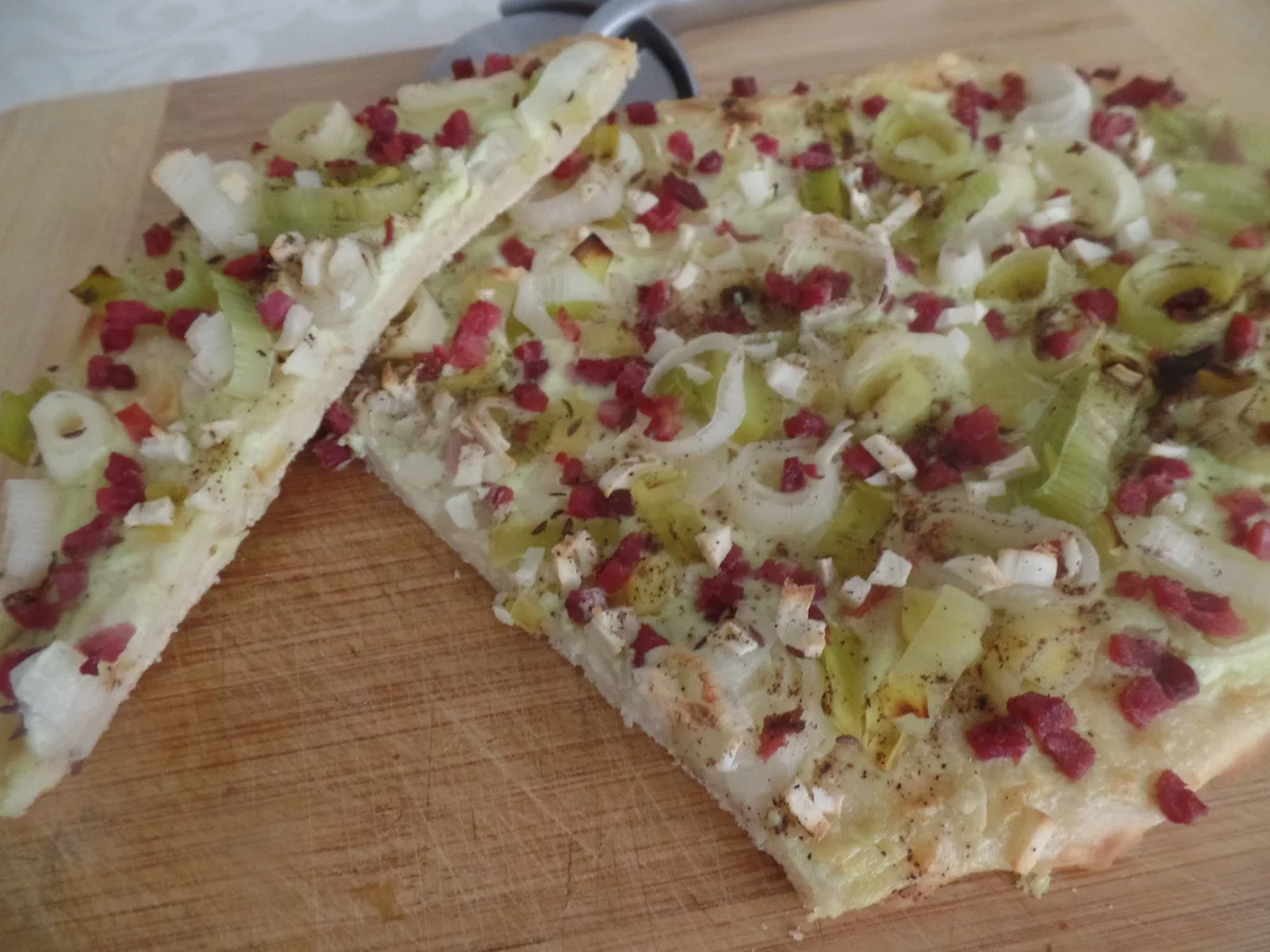 Lauch-Schinken-Flammkuchen - Rezept - Bild Nr. 2