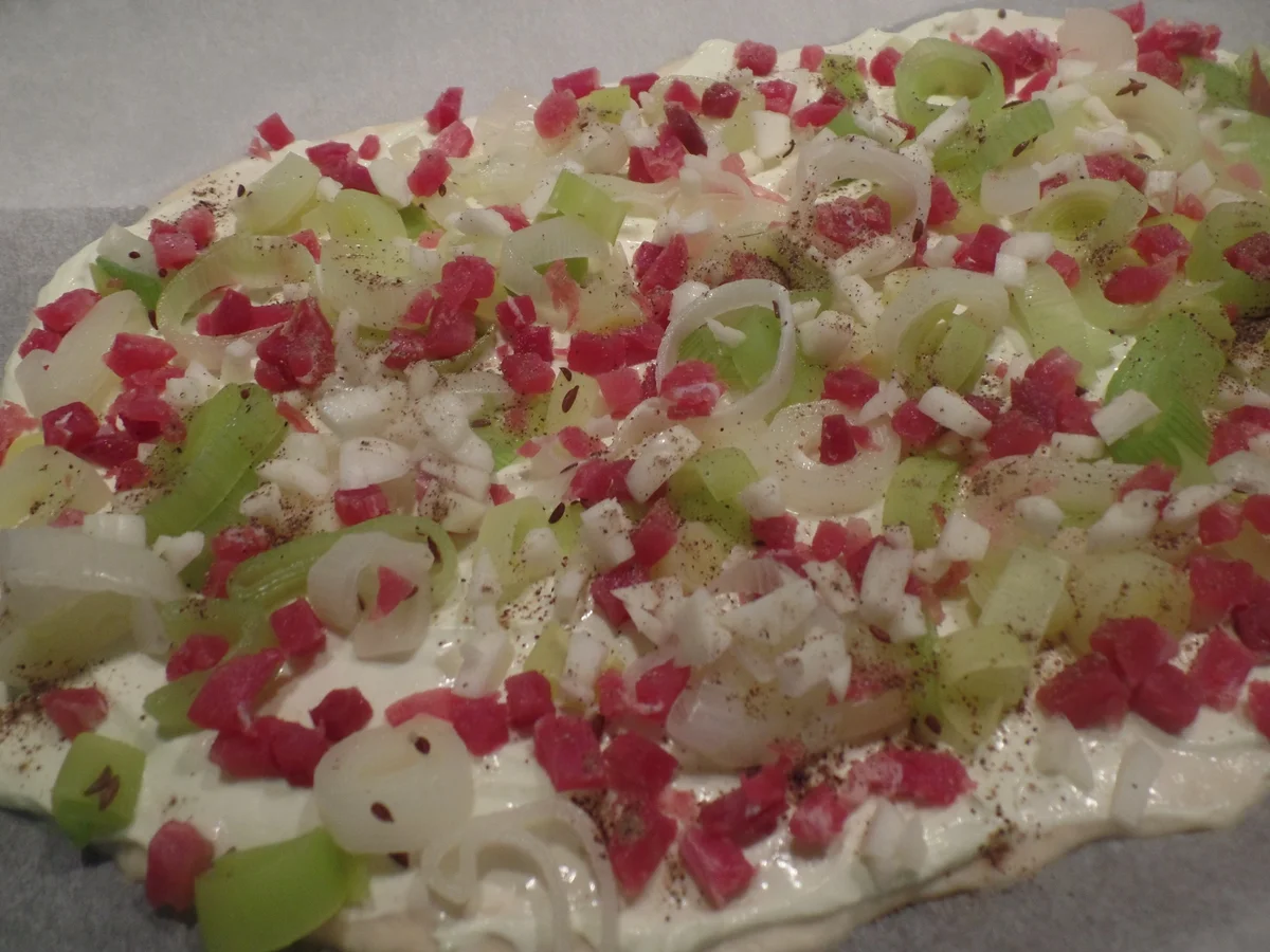 Lauch-Schinken-Flammkuchen - Rezept - Bild Nr. 7