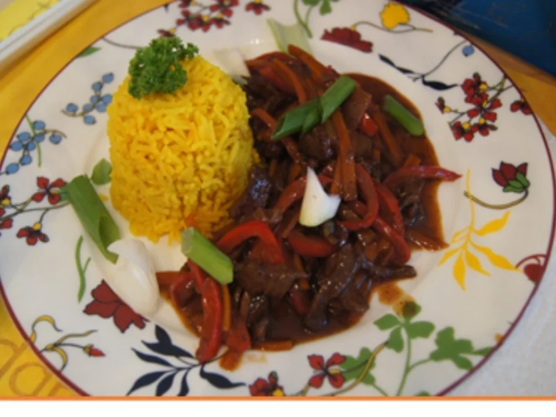 Gebratenes Rindfleisch und Gemüse mit Austernsauce und gelber Basmatireis - Rezept - Bild Nr. 20