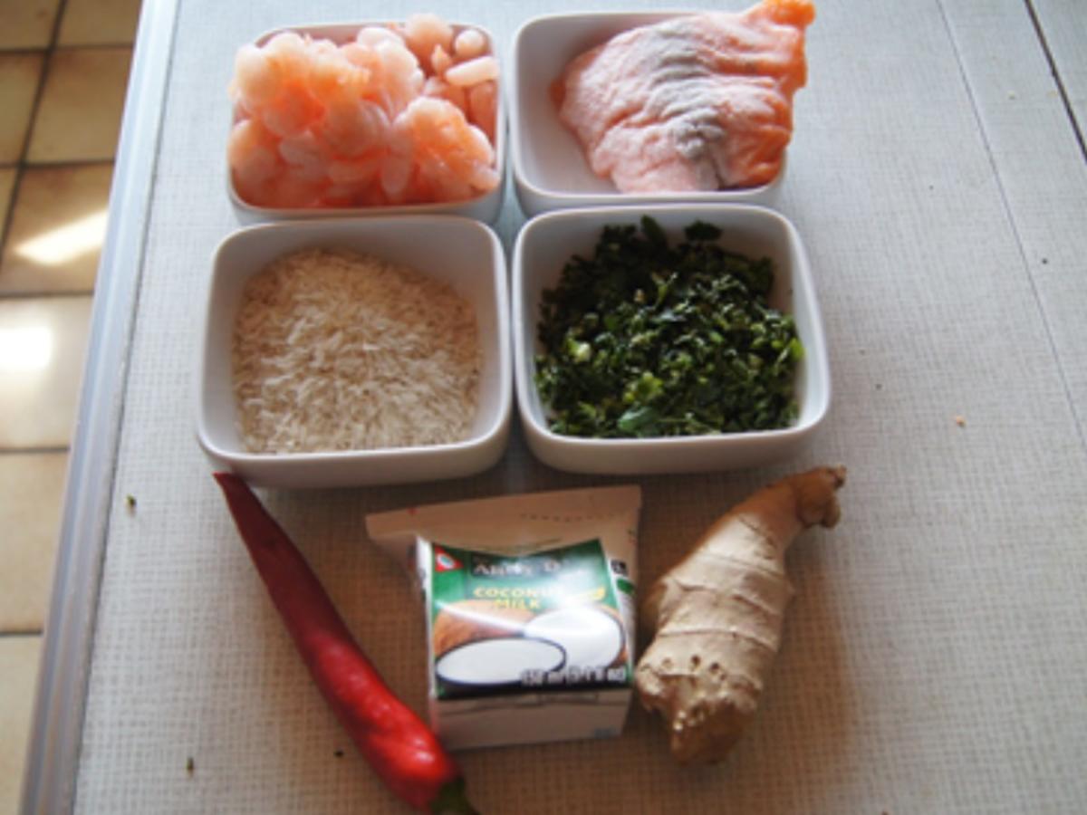 Lachs Garnelen Wok und gelber Basmatireis - einfach - von MausVoh