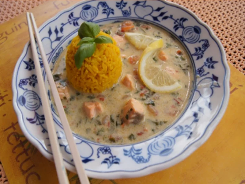 Lachs-Garnelen-Wok und gelber Basmatireis - Rezept - Bild Nr. 11