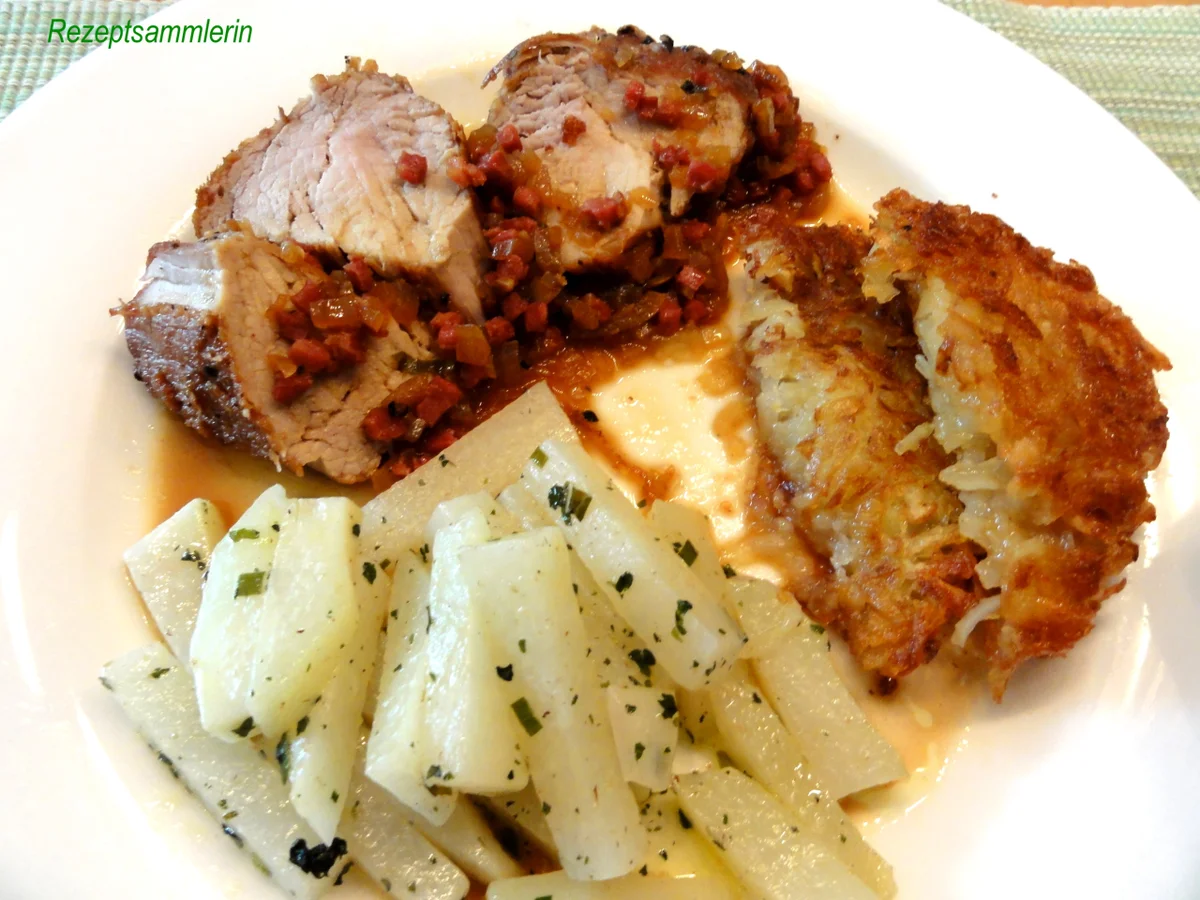 Schweinefilet an Specksauce, Rösti + Kohlrabistifte= kochbar Challenge 8.0 (August 2019) - Rezept - Bild Nr. 8568