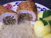 Hühnerfilet gefüllt,  in einer Porreespecksauce - Rezept - Bild Nr. 8707
