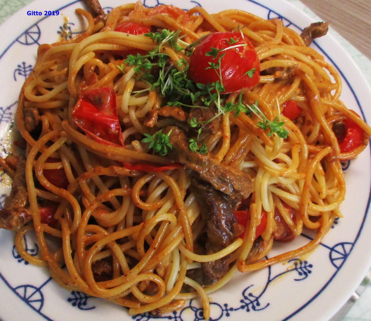 Spaghetti mit Brunch und Garnelen - Rezept - Bild Nr. 3