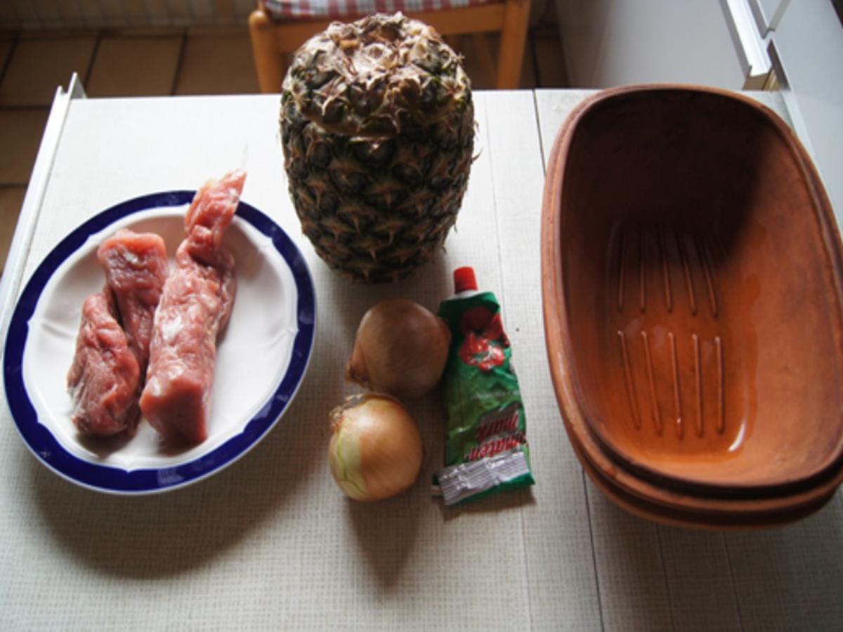Schweinefilet süß-sauer im Römertopf mit Curry-Basmatireis - Rezept - Bild Nr. 3