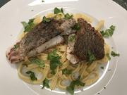 Barramundi mit Lemonen-Knoblauch-Pasta - Rezept - Bild Nr. 8855