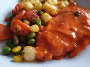 Putenschnitzel- Tomatensosse- Gemüsemix- Kartoffelwürfel - Rezept - Bild Nr. 2