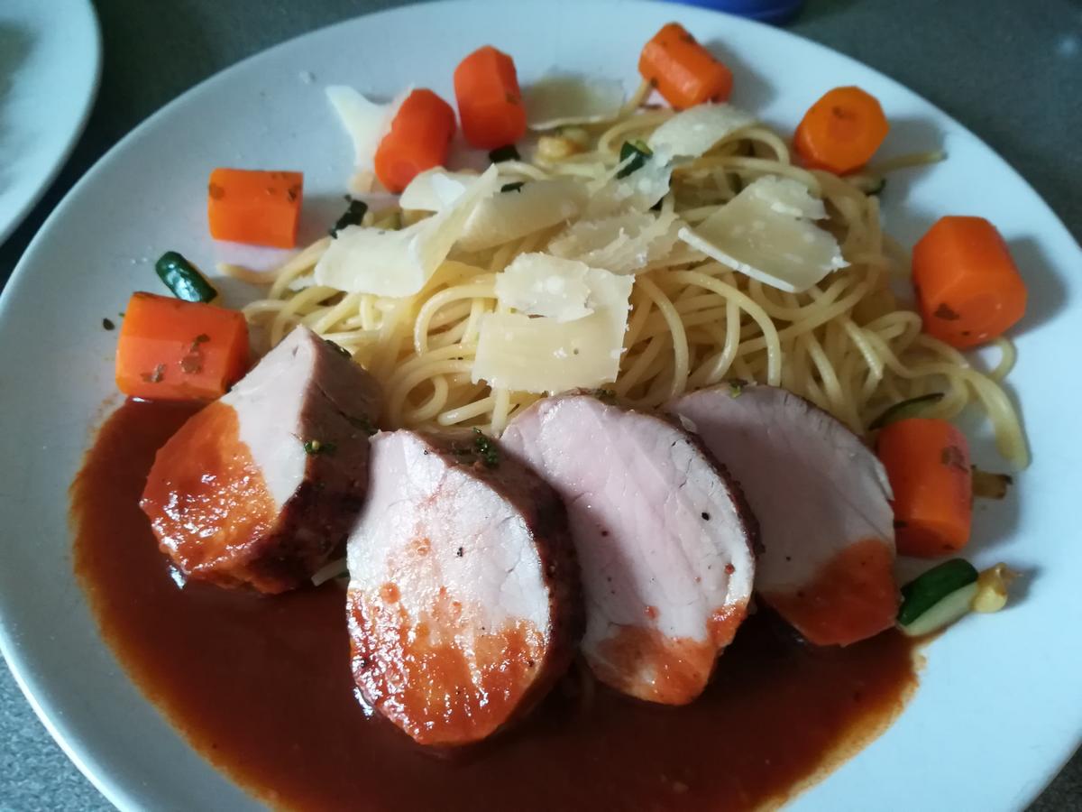 Schweinefilet in Balsamicosauce und Spaghetti - Rezept - Bild Nr. 2