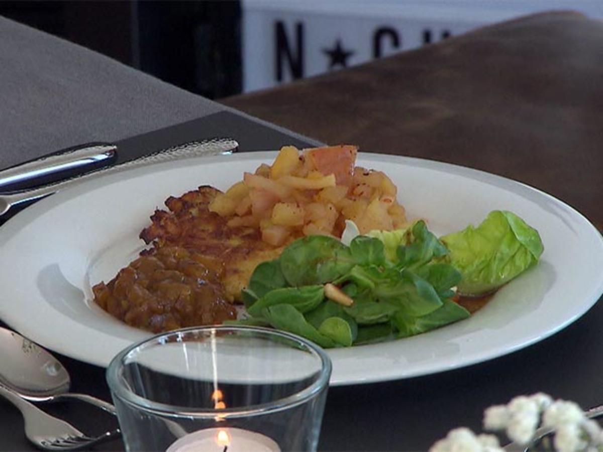 Matjestatar auf Kartoffelrösti mit Mango-Chutney - Rezept - kochbar.de