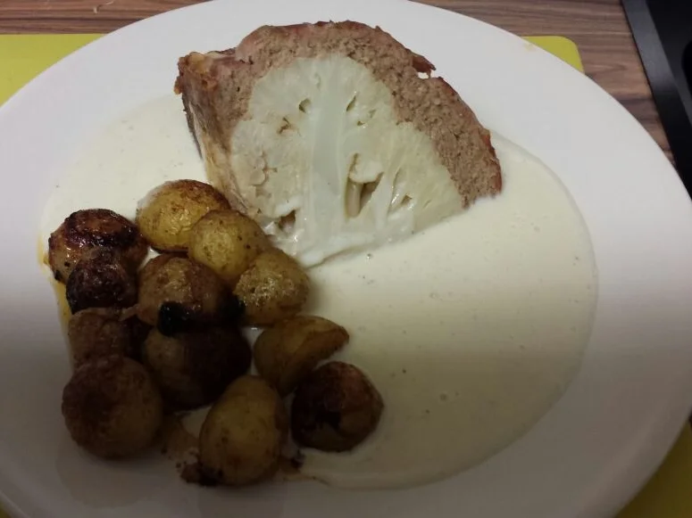 Blumenkohl überbacken, mit Senfsauce und Ofenkartoffeln - Rezept - Bild Nr. 7