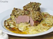 Schweinemedaillons unter Pilzkruste auf Kartoffelauflauf - Rezept - Bild Nr. 10
