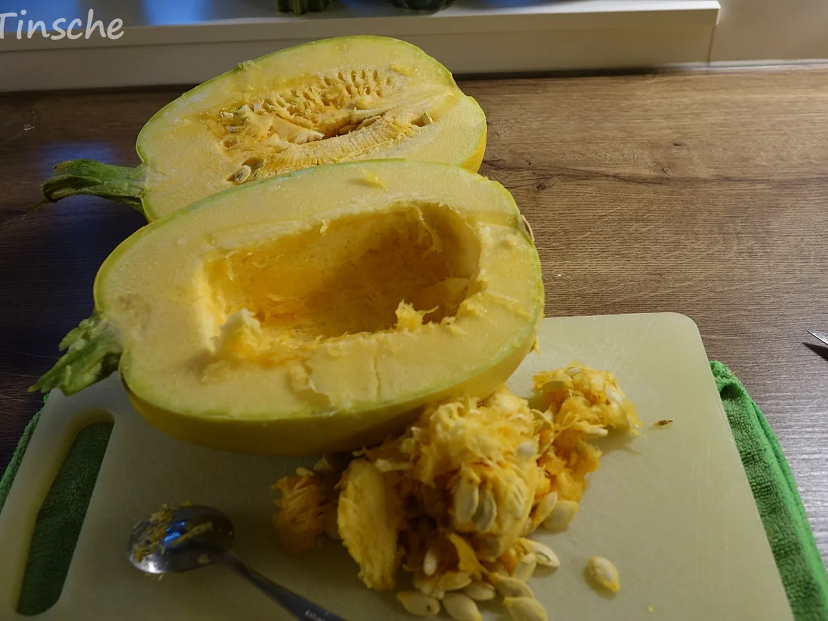 Spaghettikürbis nach alla Carbonara - Rezept - Bild Nr. 3