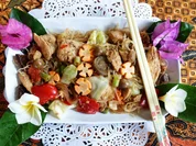 Kantonesische, gebratene Glasnudeln mit Hühnerfleisch und Pilzen - Rezept - Bild Nr. 2