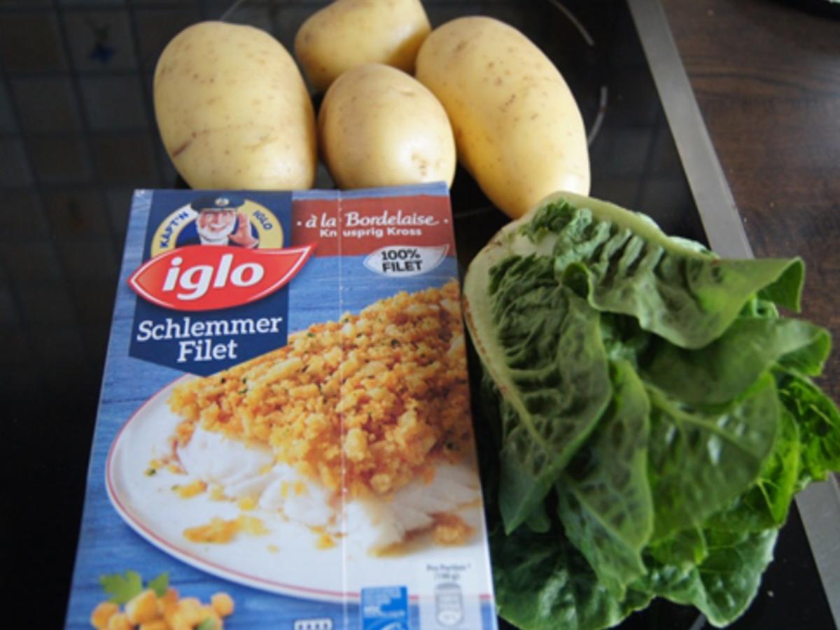 Schlemmerfilet à la Bordelaise mit Kartoffelstampf und mit gemischten Salat - Rezept - Bild Nr. 3