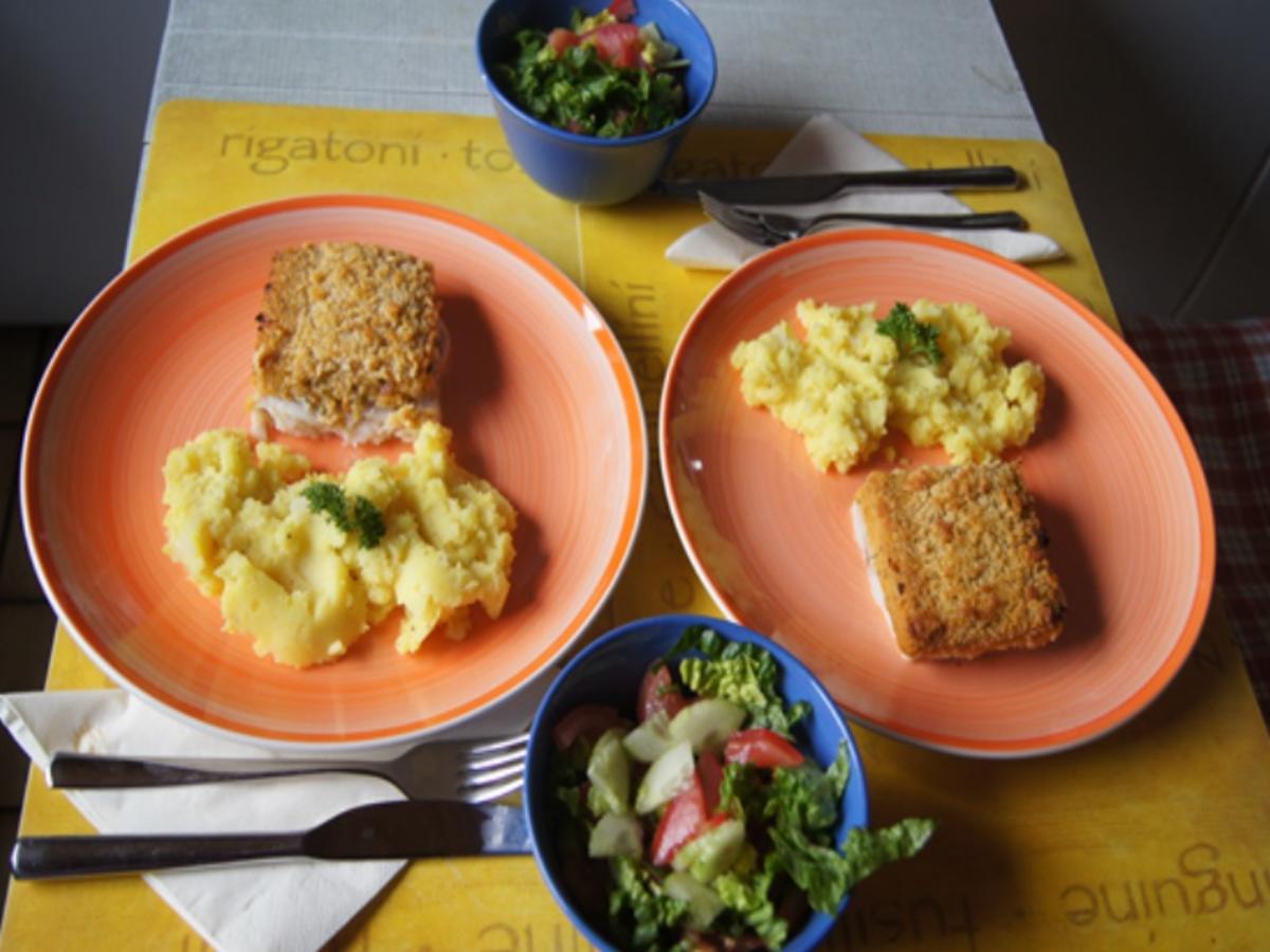 Schlemmerfilet à la Bordelaise mit Kartoffelstampf und mit gemischten Salat - Rezept - Bild Nr. 15