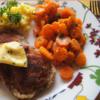 Steinpilzschnitzel mit Honigmöhrenblüten und-Kartoffelstampf - Rezept - Bild Nr. 9386