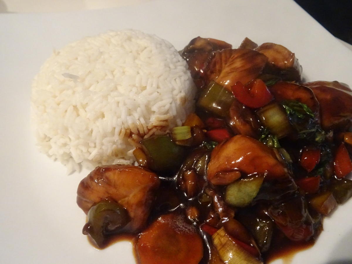 Soja-Huhn mit Gemüse und Reis - Rezept - Bild Nr. 2