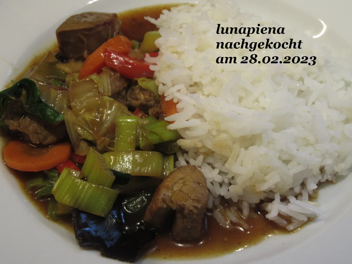 Soja-Huhn mit Gemüse und Reis - Rezept - Bild Nr. 14688