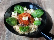 Rezept: Geschmorte Aubergine mit Maulbeer-Couscous und Babyspinat (Ekaterina Leonova) Bild Nr. 2 Geschmorte Aubergine mit Maulbeer-Couscous und Babyspinat (Ekaterina Leonova) - Rezept - Bild Nr. 2