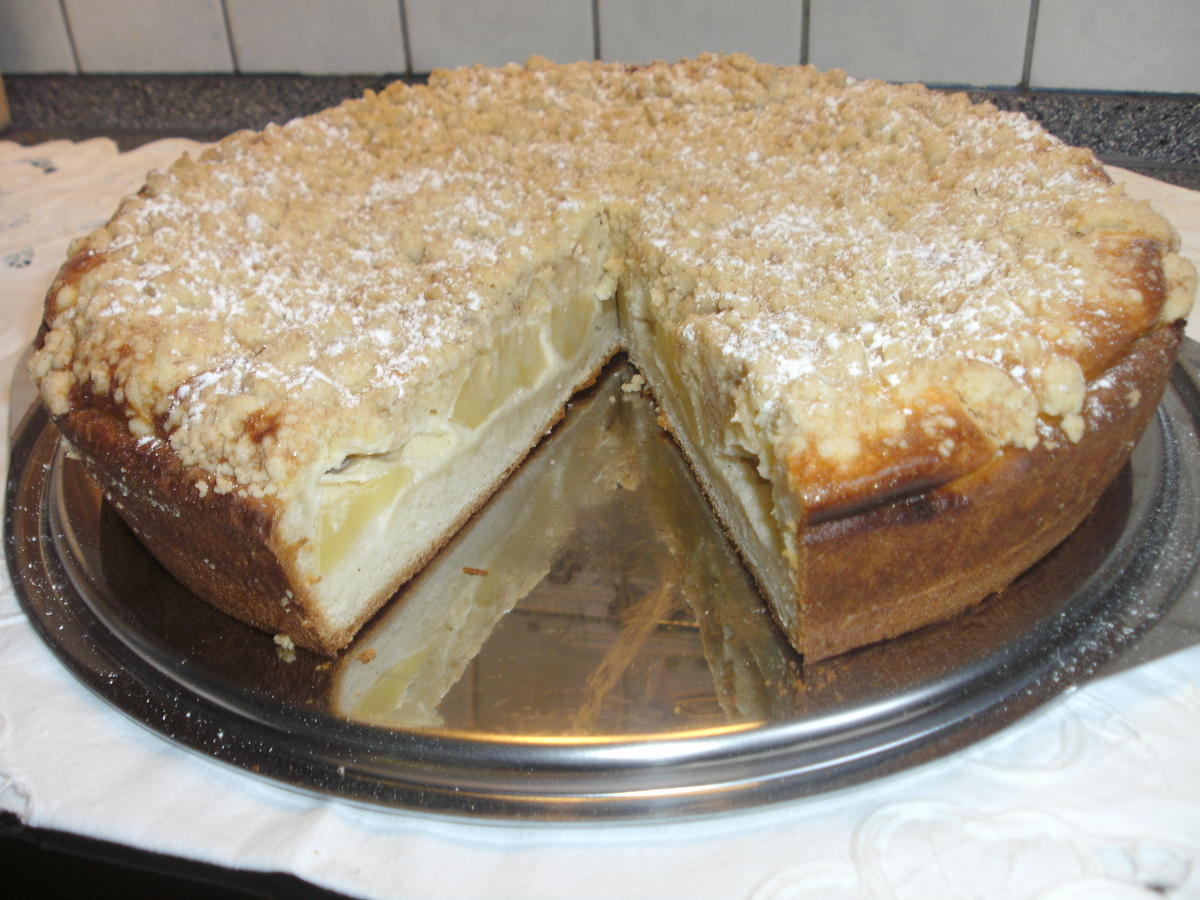 Apfel-Rahmkuchen mit Streusel - Rezept mit Bild - kochbar.de