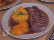 Bison-Roastbeef mit Süsskartoffel-Pastinaken-Stampf und Möhrengemüse - Rezept - Bild Nr. 2